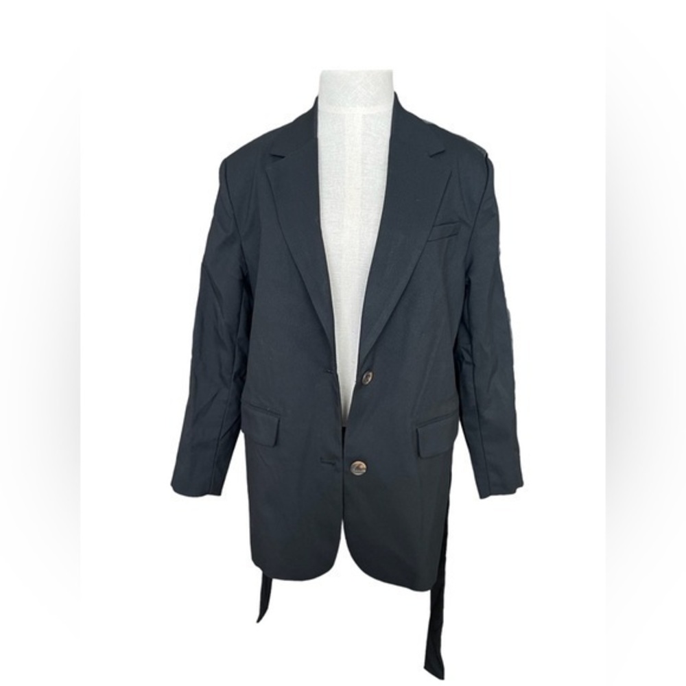 New Future Collective Kahlana Barfield Brown Black Tie Front Blazer M